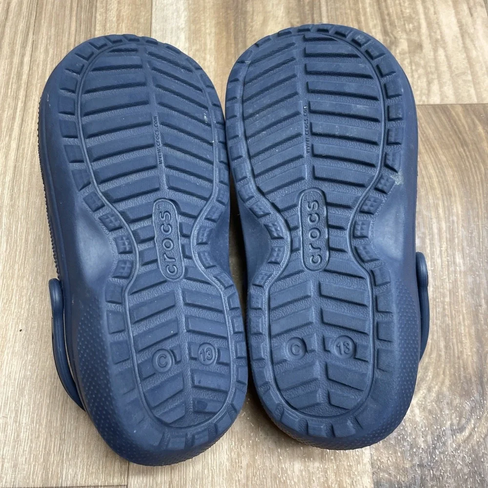 CROCS Dual Comfort Toddler Size 13c Navy Blue Fleece Lined Slip On Clog‎ Shoes